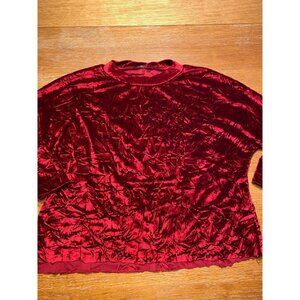 Crushed Velvet Burgundy Top Womens 3/4 Sleeve Pullover